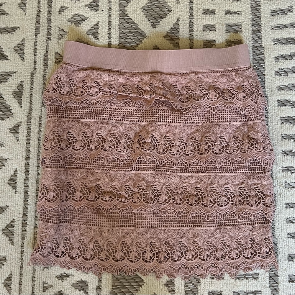 NWOT American Eagle Pink Scallop Lace Skirt in Size 00
